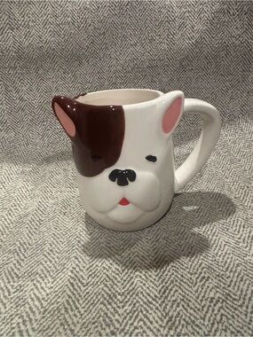 Tag Ceramic Dog Face Mug - White, Brown, Pink